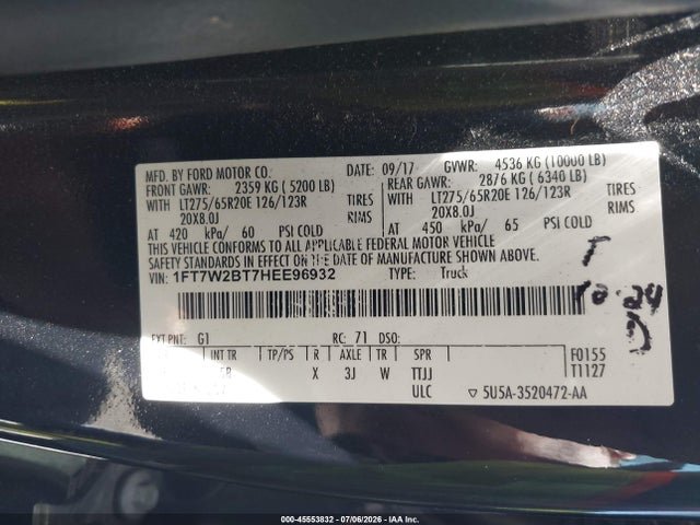 1FT7W2BT7HEE96932 Ford F-250 King Ranch/lariat/platinum/xl/xlt