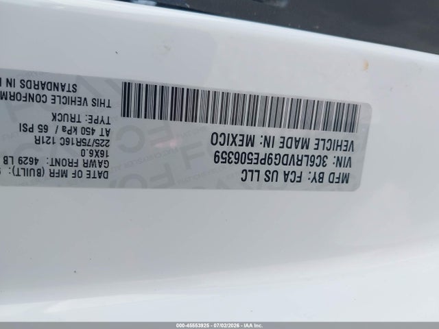 Aukcja sprzedaży 2023 Ram Promaster 2500 High Roof 159 Wb, vin: 3C6LRVDG9PE506359, numer aukcji: 45553925