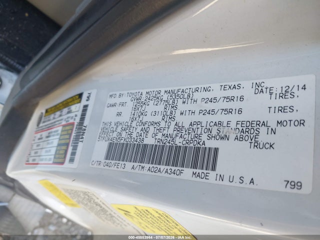 Toyota Tacoma 2015 5TFUX4EN5FX033438 Image 9