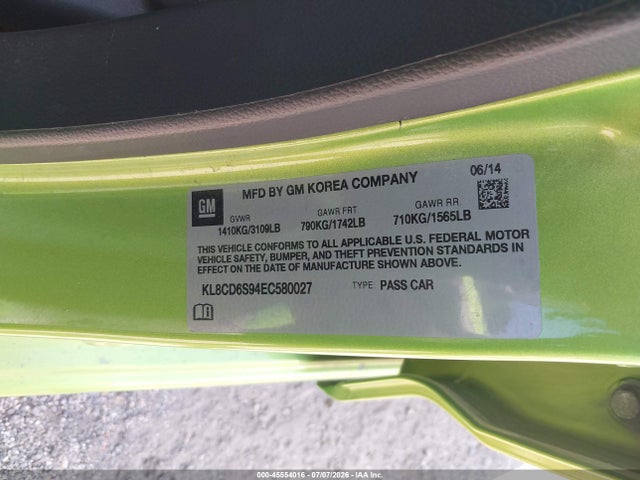 Chevrolet Spark 1lt Auto 2014 KL8CD6S94EC580027 Image 9