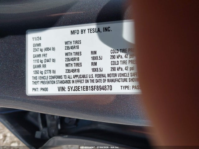 Tesla Model 3 Long Range All-wheel Drive 2025 5YJ3E1EB1SF894870 Image 9