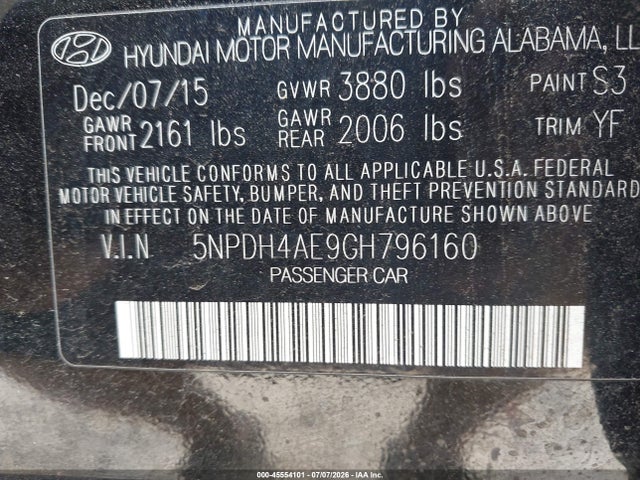 Hyundai ELANTRA SE 2016 5NPDH4AE9GH796160 Image 9