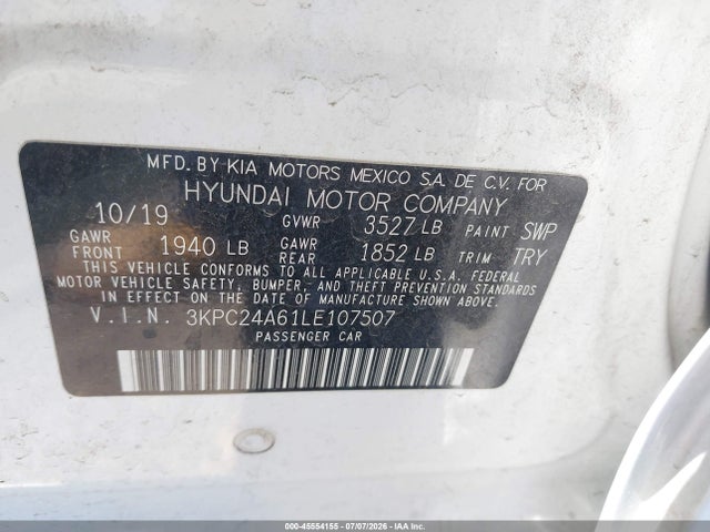Hyundai ACCENT SE 2020 3KPC24A61LE107507 Image 9