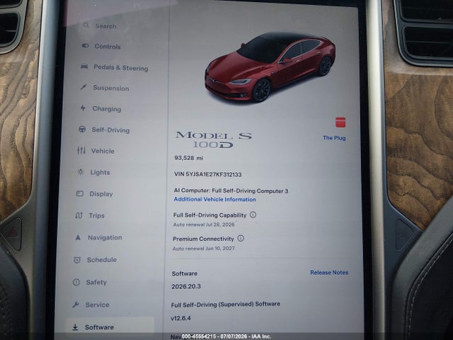 Продажа на аукционе авто 2019 Tesla Model S, vin: 5YJSA1E27KF312133, номер лота: 45554215
