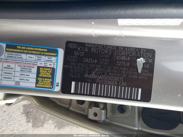 Aukcja sprzedaży 2013 Kia Optima Hybrid Lx, vin: KNAGM4AD5D5058171, numer aukcji: 45554231