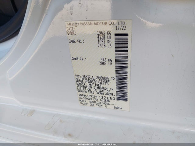 1N4BL4BV2PN337661 Nissan Altima S Fwd