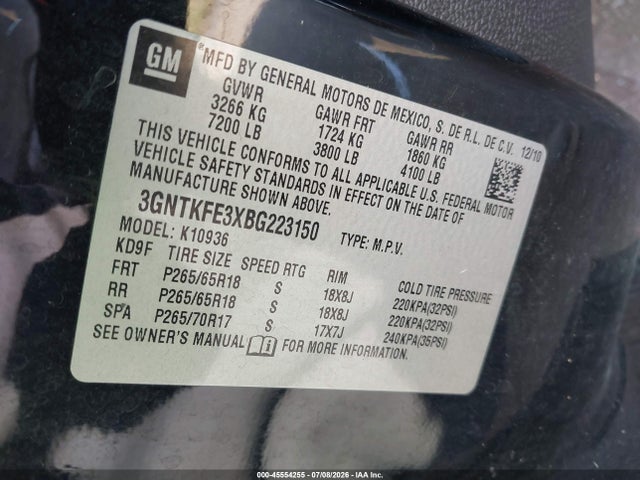 Продажа на аукционе авто 2011 Chevrolet Avalanche 1500 Lt1, vin: 3GNTKFE3XBG223150, номер лота: 45554255