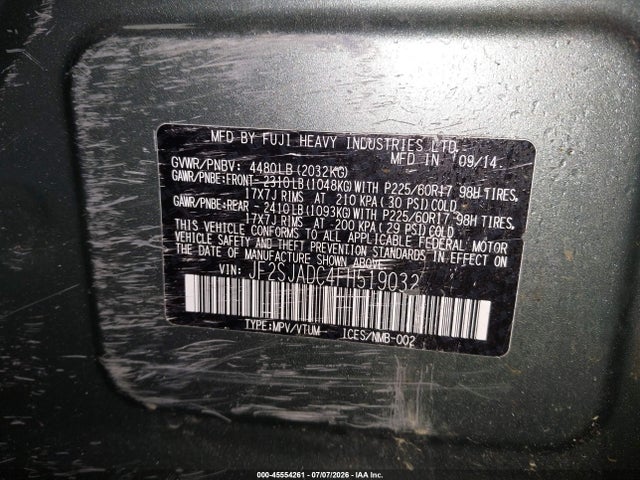 Продажа на аукционе авто 2015 Subaru Forester 2.5i Premium, vin: JF2SJADC4FH519032, номер лота: 45554261
