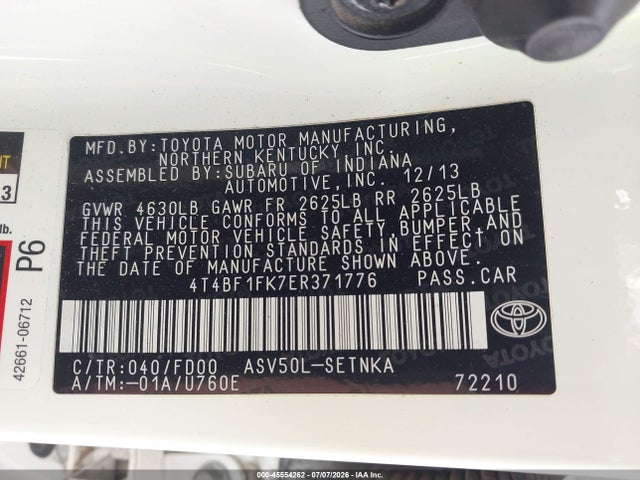 4T4BF1FK7ER371776 Toyota CAMRY LE