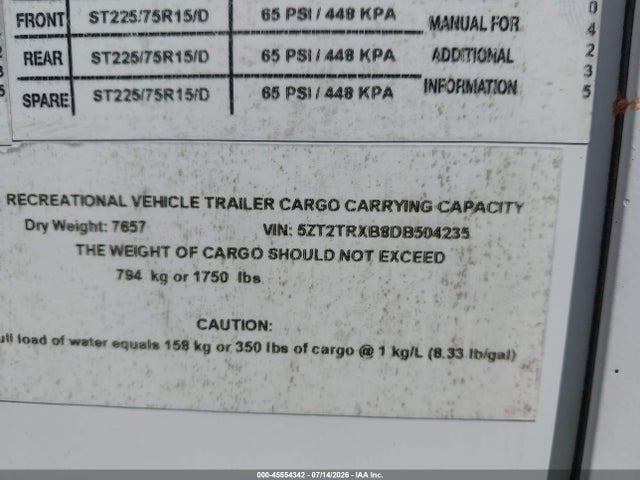 Продаж на аукціоні авто 2013 Forest River Tracer 3200bht, vin: 5ZT2TRXB8DB504235, номер лоту: 45554342