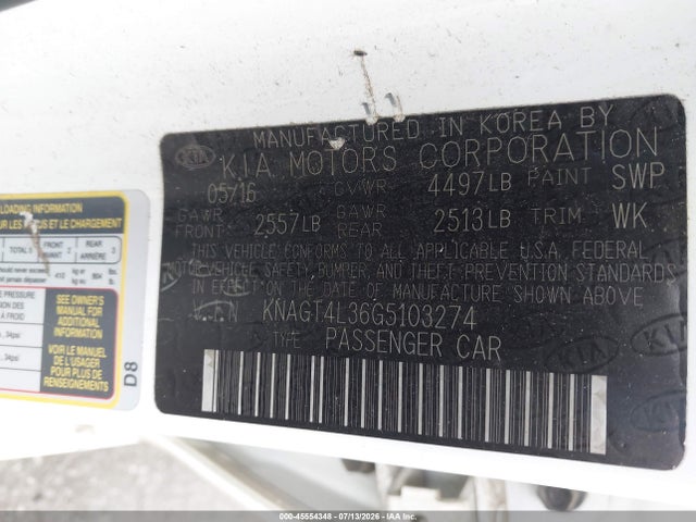 KIA Optima Lx 2016 KNAGT4L36G5103274 Image 9