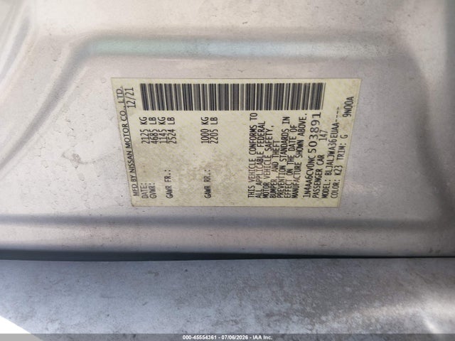 Nissan Maxima Sv Xtronic Cvt 2022 1N4AA6CV0NC503891 Image 9