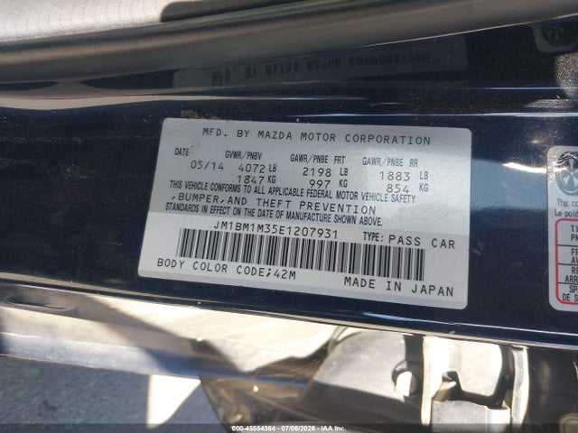 2014 Mazda Mazda3 S Grand Touring მანქანა იყიდება აუქციონზე, vin: JM1BM1M35E1207931, აუქციონის ნომერი: 45554364