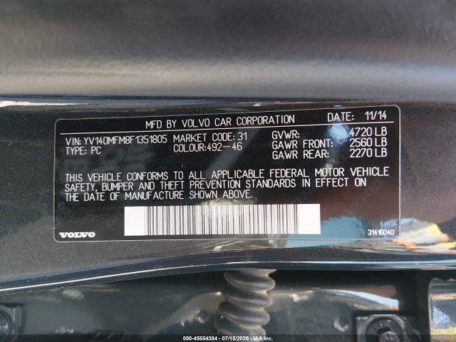 YV140MFM8F1351805 Volvo S60 T5 Platinum