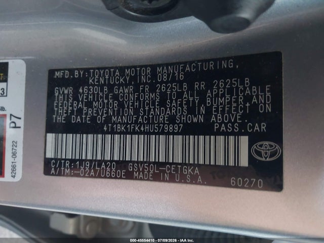 4T1BK1FK4HU579897 Toyota Camry Xle V6