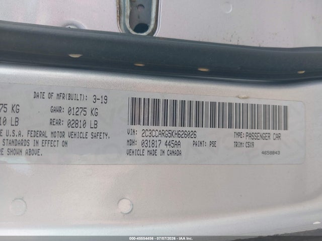 Aukcja sprzedaży 2019 Chrysler 300 Touring, vin: 2C3CCARG5KH626026, numer aukcji: 45554456