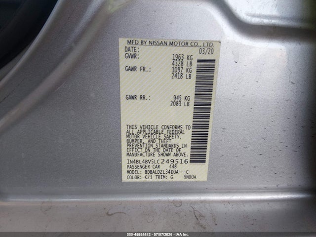 1N4BL4BV5LC249516 Nissan Altima S Fwd