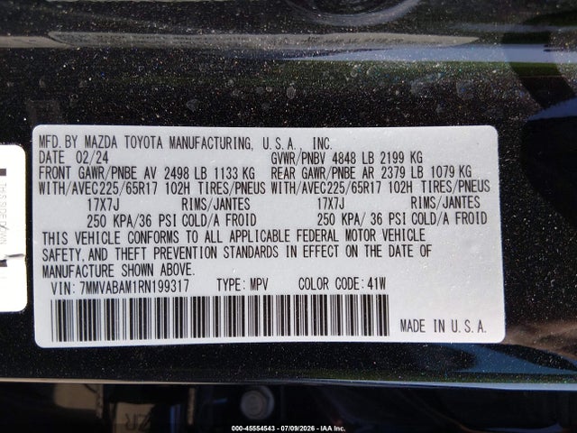 Aukcja sprzedaży 2024 Mazda Cx-50 2.5 S Select, vin: 7MMVABAM1RN199317, numer aukcji: 45554543