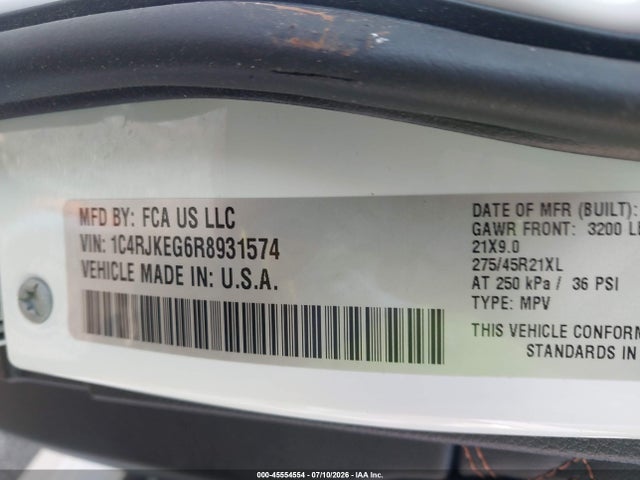 2024 Jeep Grand Cherokee L Summit Reserve 4x4 მანქანა იყიდება აუქციონზე, vin: 1C4RJKEG6R8931574, აუქციონის ნომერი: 45554554