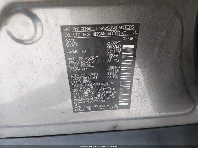 KNMAT2MT5LP509265 Nissan Rogue Sv Fwd
