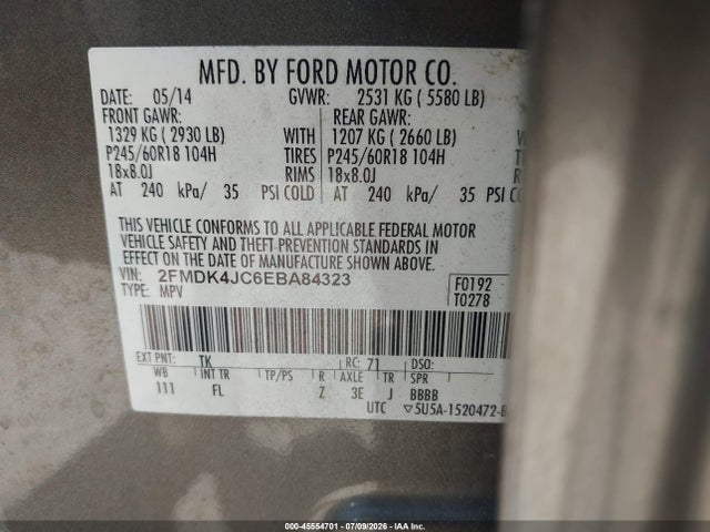 2FMDK4JC6EBA84323 Ford EDGE SEL