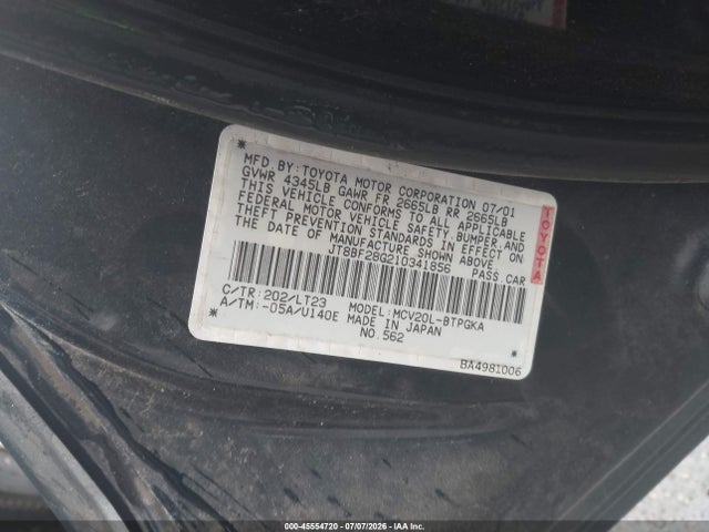 Продаж на аукціоні авто 2001 Lexus Es 300, vin: JT8BF28G210341856, номер лоту: 45554720