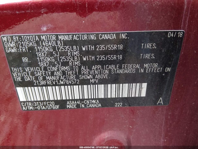 Toyota Rav4 Adventure 2018 2T3RFREV1JW784572 Image 9