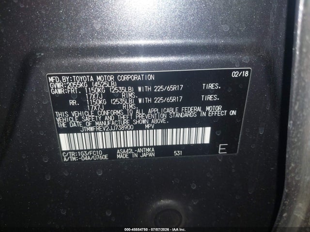 Toyota Rav4 Xle 2018 JTMWFREV2JJ738900 Image 9