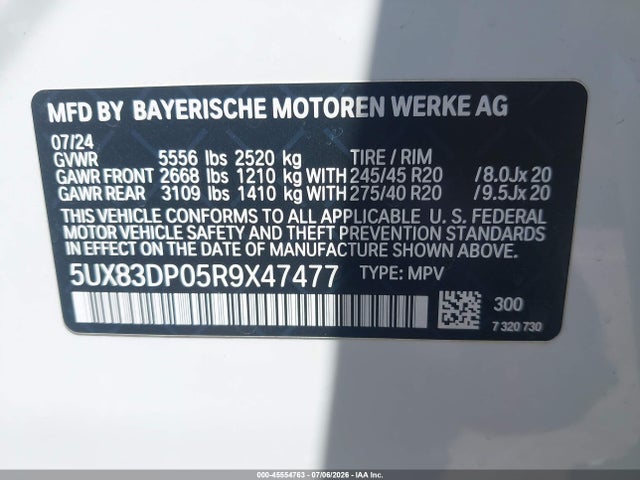 Продаж на аукціоні авто 2024 Bmw X3 M40i, vin: 5UX83DP05R9X47477, номер лоту: 45554763