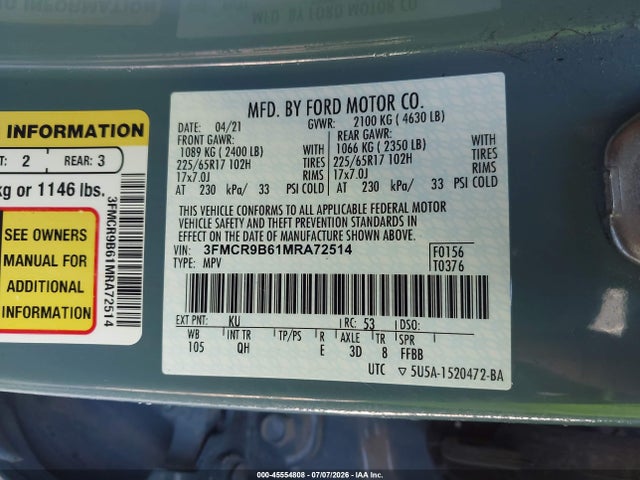 3FMCR9B61MRA72514 Ford Bronco Sport Big Bend