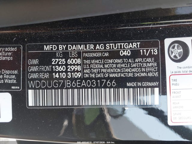 Aukcja sprzedaży 2014 Mercedes-benz S 63 Amg 4matic, vin: WDDUG7JB6EA031766, numer aukcji: 45554819