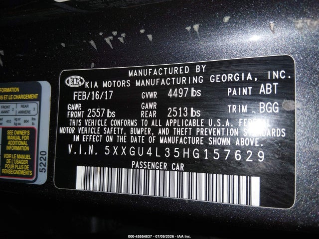 KIA OPTIMA EX 2017 5XXGU4L35HG157629 Image 9