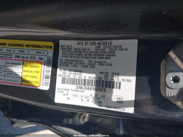 Lincoln MKZ 2015 3LN6L2GK6FR607478 Image 9