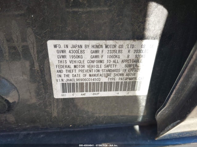 Aukcja sprzedaży 2006 Acura Tsx, vin: JH4CL96906C014503, numer aukcji: 45554941