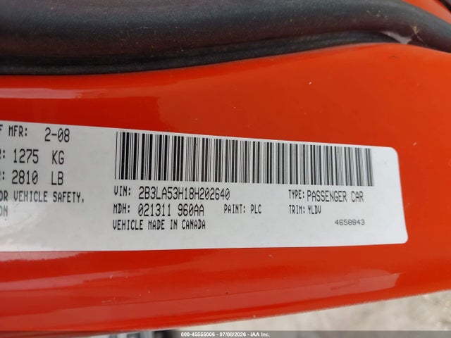 Aukcja sprzedaży 2008 Dodge Charger R/t, vin: 2B3LA53H18H202640, numer aukcji: 45555006