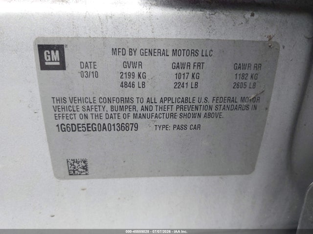 Продажа на аукционе авто 2010 Cadillac Cts Luxury, vin: 1G6DE5EG0A0136879, номер лота: 45555028