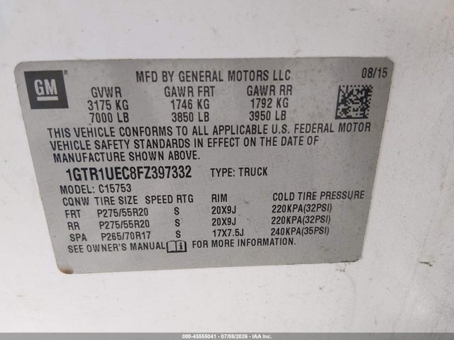 GMC Sierra 1500 Sle 2015 1GTR1UEC8FZ397332 Image 9