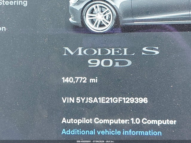 Tesla Model S 60d/70d/75d/85d/90d 2016 5YJSA1E21GF129396 Image 16