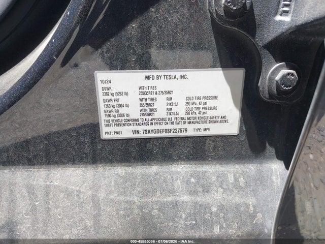 Продаж на аукціоні авто 2025 Tesla Model Y Performance Dual Motor All-wheel Drive, vin: 7SAYGDEF0SF237579, номер лоту: 45555096