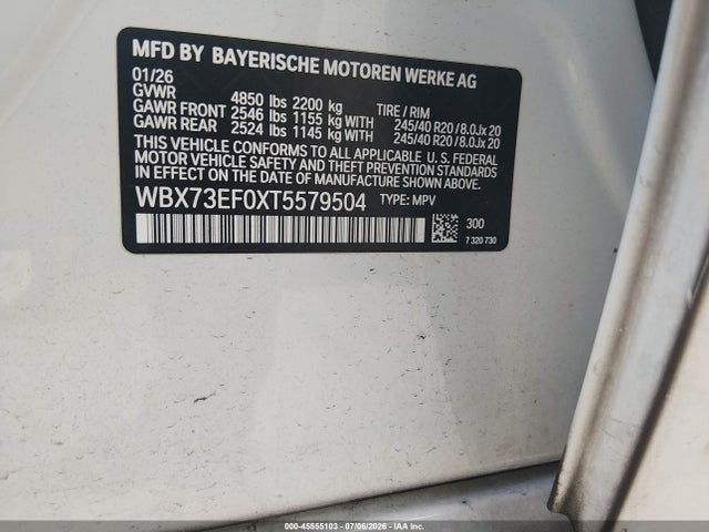 Продаж на аукціоні авто 2026 Bmw X1 Xdrive28i, vin: WBX73EF0XT5579504, номер лоту: 45555103
