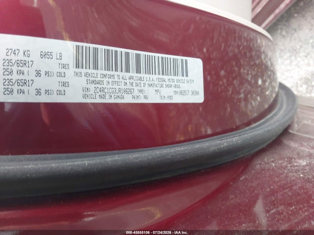 Aukcja sprzedaży 2018 Chrysler Pacifica Lx, vin: 2C4RC1CG3JR106267, numer aukcji: 45555106