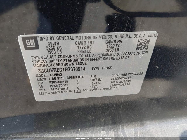 Chevrolet Silverado 1500 Lt 2015 3GCUKREC1FG378514 Image 9