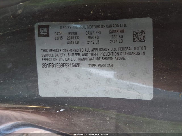Chevrolet Camaro 2ls 2015 2G1FB1E39F9216420 Image 9