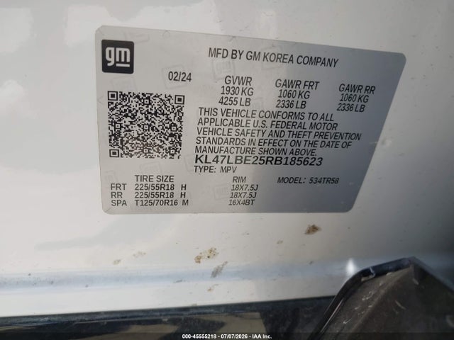 2024 Buick Envista Sport Touring Fwd მანქანა იყიდება აუქციონზე, vin: KL47LBE25RB185623, აუქციონის ნომერი: 45555218