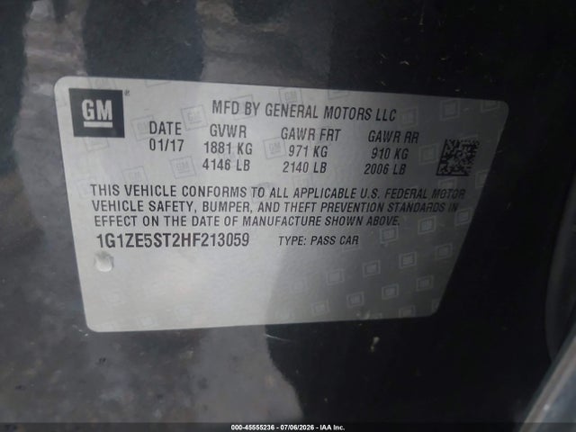 Aukcja sprzedaży 2017 Chevrolet Malibu 1lt, vin: 1G1ZE5ST2HF213059, numer aukcji: 45555236