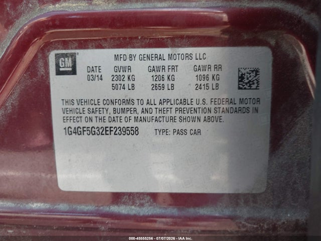 Продажа на аукционе авто 2014 Buick Lacrosse Premium Ii Group, vin: 1G4GF5G32EF239558, номер лота: 45555256