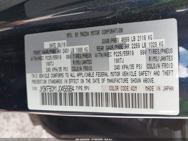 Auction sale of the 2018 Mazda Cx-5 Touring, vin: JM3KFBCM1J0458964, lot number: 45555258