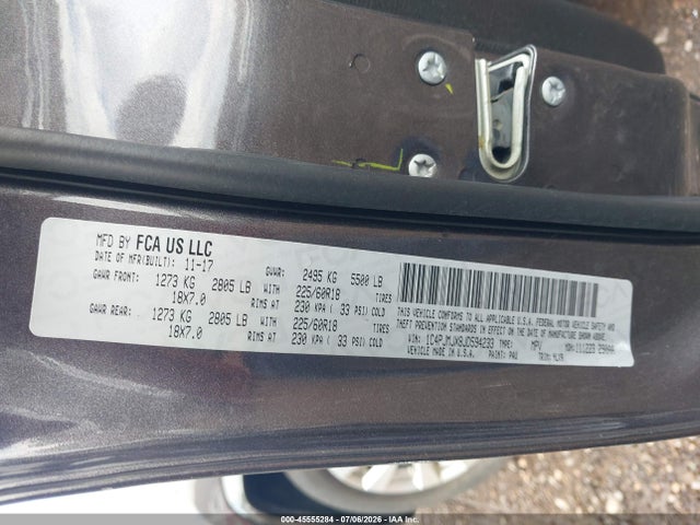 Aukcja sprzedaży 2018 Jeep Cherokee Overland 4x4, vin: 1C4PJMJX8JD594233, numer aukcji: 45555284