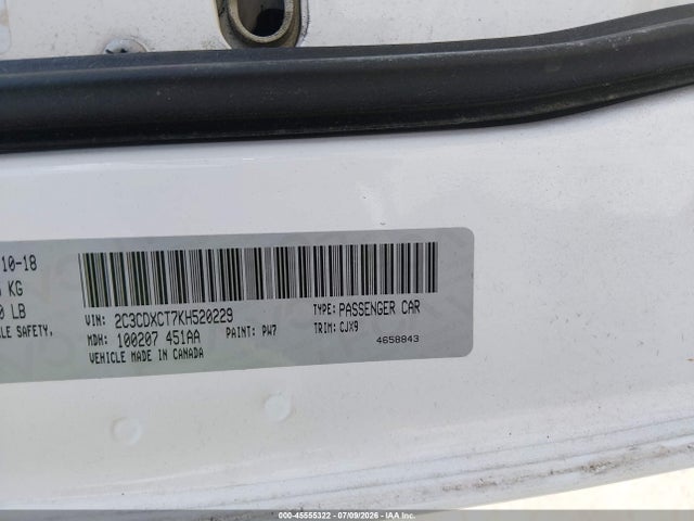 Aukcja sprzedaży 2019 Dodge Charger R/t Rwd, vin: 2C3CDXCT7KH520229, numer aukcji: 45555322
