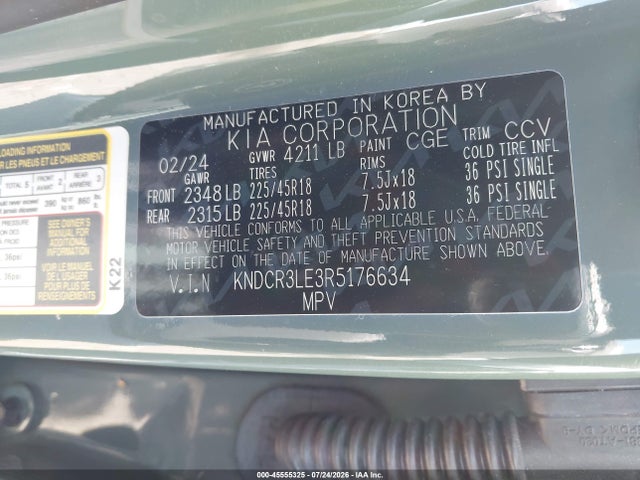 Aukcja sprzedaży 2024 Kia Niro Ex Touring, vin: KNDCR3LE3R5176634, numer aukcji: 45555325